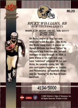 2000 Collector's Edge Masters - Legends #ML20 Ricky Williams Back