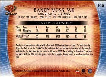 2000 Collector's Edge Masters - Retail #106 Randy Moss Back