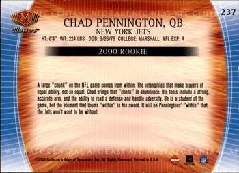 2000 Collector's Edge Masters - Retail #237 Chad Pennington Back