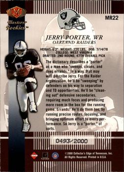 2000 Collector's Edge Masters - Rookie Masters #MR22 Jerry Porter Back