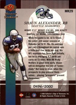 2000 Collector's Edge Masters - Rookie Masters #MR29 Shaun Alexander Back
