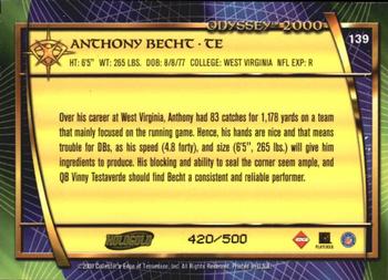2000 Collector's Edge Odyssey - HoloGold Rookies #139 Anthony Becht Back