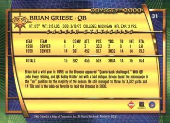 2000 Collector's Edge Odyssey - Retail #31 Brian Griese Back