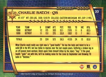 2000 Collector's Edge Odyssey - Retail #33 Charlie Batch Back