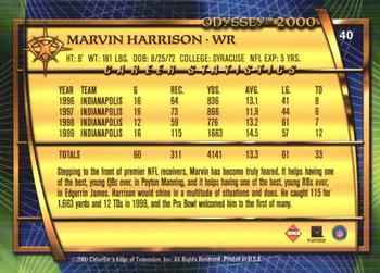 2000 Collector's Edge Odyssey - Retail #40 Marvin Harrison Back