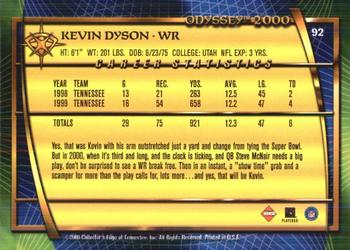 2000 Collector's Edge Odyssey - Retail #92 Kevin Dyson Back