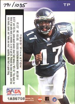 2000 Collector's Edge Odyssey - Rookie Ink #TP Todd Pinkston Back