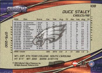 2000 Collector's Edge Supreme - HoloGold #108 Duce Staley Back