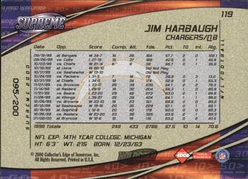 2000 Collector's Edge Supreme - HoloGold #119 Jim Harbaugh Back