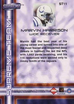 2000 Collector's Edge Supreme - Supreme Team #ST11 Marvin Harrison Back