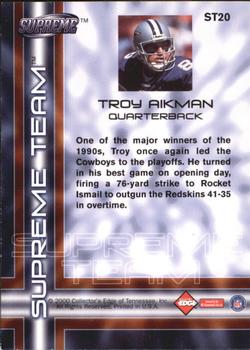 2000 Collector's Edge Supreme - Supreme Team #ST20 Troy Aikman Back