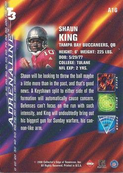 2000 Collector's Edge T3 - Adrenaline #A16 Shaun King Back