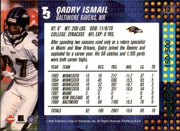 2000 Collector's Edge T3 - HoloPlatinum #13 Qadry Ismail Back