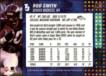 2000 Collector's Edge T3 - HoloPlatinum #45 Rod Smith Back