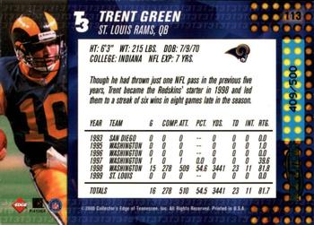 2000 Collector's Edge T3 - HoloPlatinum #113 Trent Green Back
