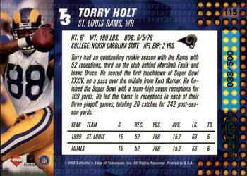 2000 Collector's Edge T3 - HoloPlatinum #115 Torry Holt Back