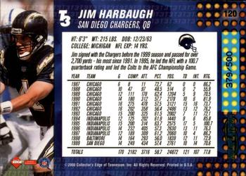 2000 Collector's Edge T3 - HoloPlatinum #120 Jim Harbaugh Back
