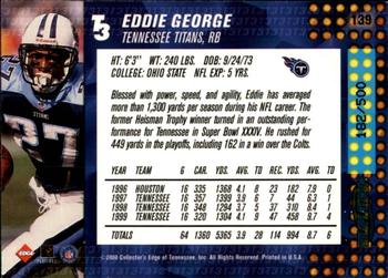 2000 Collector's Edge T3 - HoloPlatinum #139 Eddie George Back