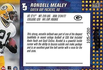 2000 Collector's Edge T3 - HoloPlatinum #179 Rondell Mealey Back