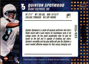 2000 Collector's Edge T3 - HoloPlatinum #188 Quinton Spotwood Back
