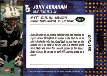 2000 Collector's Edge T3 - HoloPlatinum #198 John Abraham Back