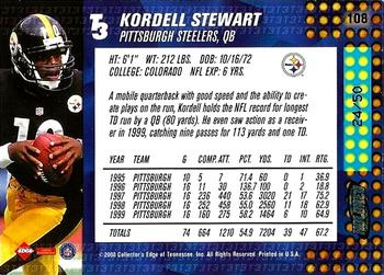 2000 Collector's Edge T3 - HoloRed #108 Kordell Stewart Back