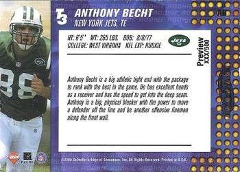 2000 Collector's Edge T3 - Previews #AB Anthony Becht Back