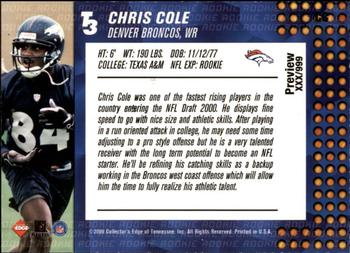 2000 Collector's Edge T3 - Previews #CC Chris Cole Back