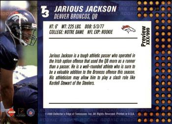 2000 Collector's Edge T3 - Previews #JJ Jarious Jackson Back