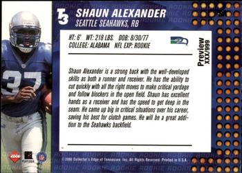 2000 Collector's Edge T3 - Previews #SA Shaun Alexander Back