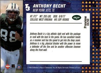 2000 Collector's Edge T3 - Previews HoloRed #AB Anthony Becht Back
