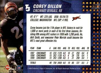 2000 Collector's Edge T3 - Retail #29 Corey Dillon Back