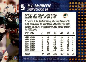2000 Collector's Edge T3 - Retail #75 O.J. McDuffie Back