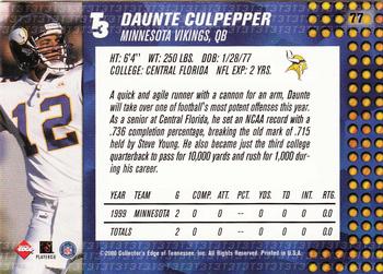 2000 Collector's Edge T3 - Retail #77 Daunte Culpepper Back