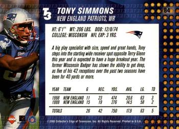 2000 Collector's Edge T3 - Retail #84 Tony Simmons Back