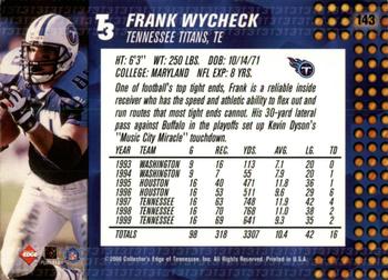 2000 Collector's Edge T3 - Retail #143 Frank Wycheck Back