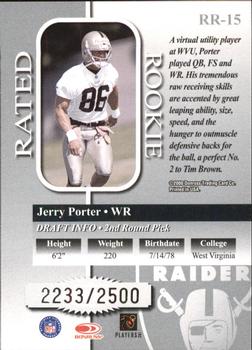 2000 Donruss - Rated Rookies #RR-15 Jerry Porter Back