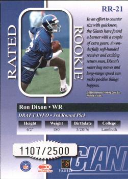 2000 Donruss - Rated Rookies #RR-21 Ron Dixon Back