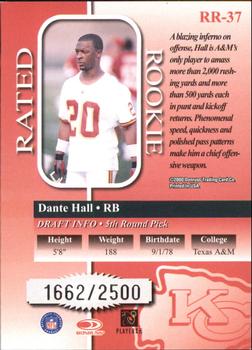 2000 Donruss - Rated Rookies #RR-37 Dante Hall Back