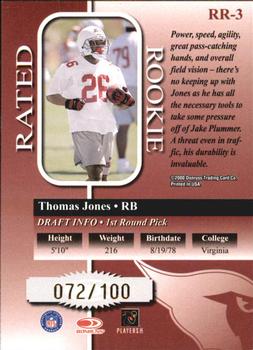 2000 Donruss - Rated Rookies Medalist #RR-3 Thomas Jones Back