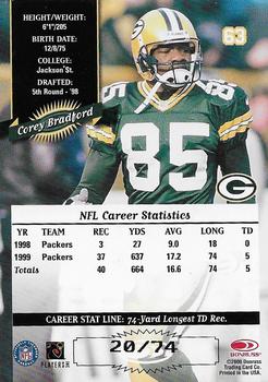 2000 Donruss - Stat Line Career #63 Corey Bradford Back