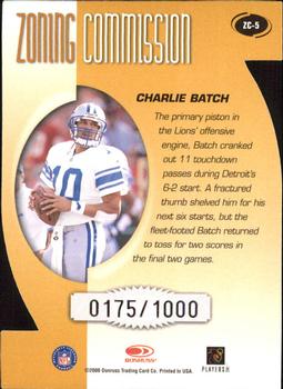 2000 Donruss - Zoning Commission #ZC-5 Charlie Batch Back