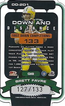 2000 Donruss Elite - Down and Distance Die Cuts #DD-2D1 Brett Favre Back