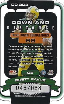 2000 Donruss Elite - Down and Distance Die Cuts #DD-2D3 Brett Favre Back