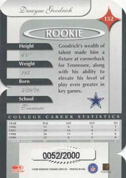 2000 Donruss Elite - Rookie Die Cuts #152 Dwayne Goodrich Back