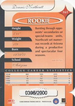 2000 Donruss Elite - Rookie Die Cuts #161 Dennis Northcutt Back