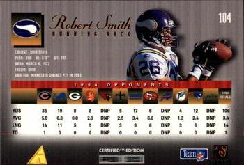 1995 Select Certified #104 Robert Smith Back