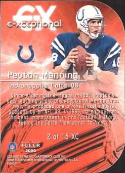 2000 Fleer E-X - E-Xceptional Red #2 XC Peyton Manning Back