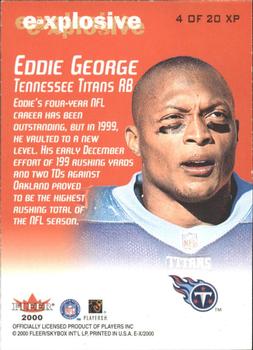 2000 Fleer E-X - E-Xplosive #4 XP Eddie George Back