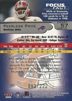 2000 Fleer Focus - Draft Position #57 Peerless Price Back